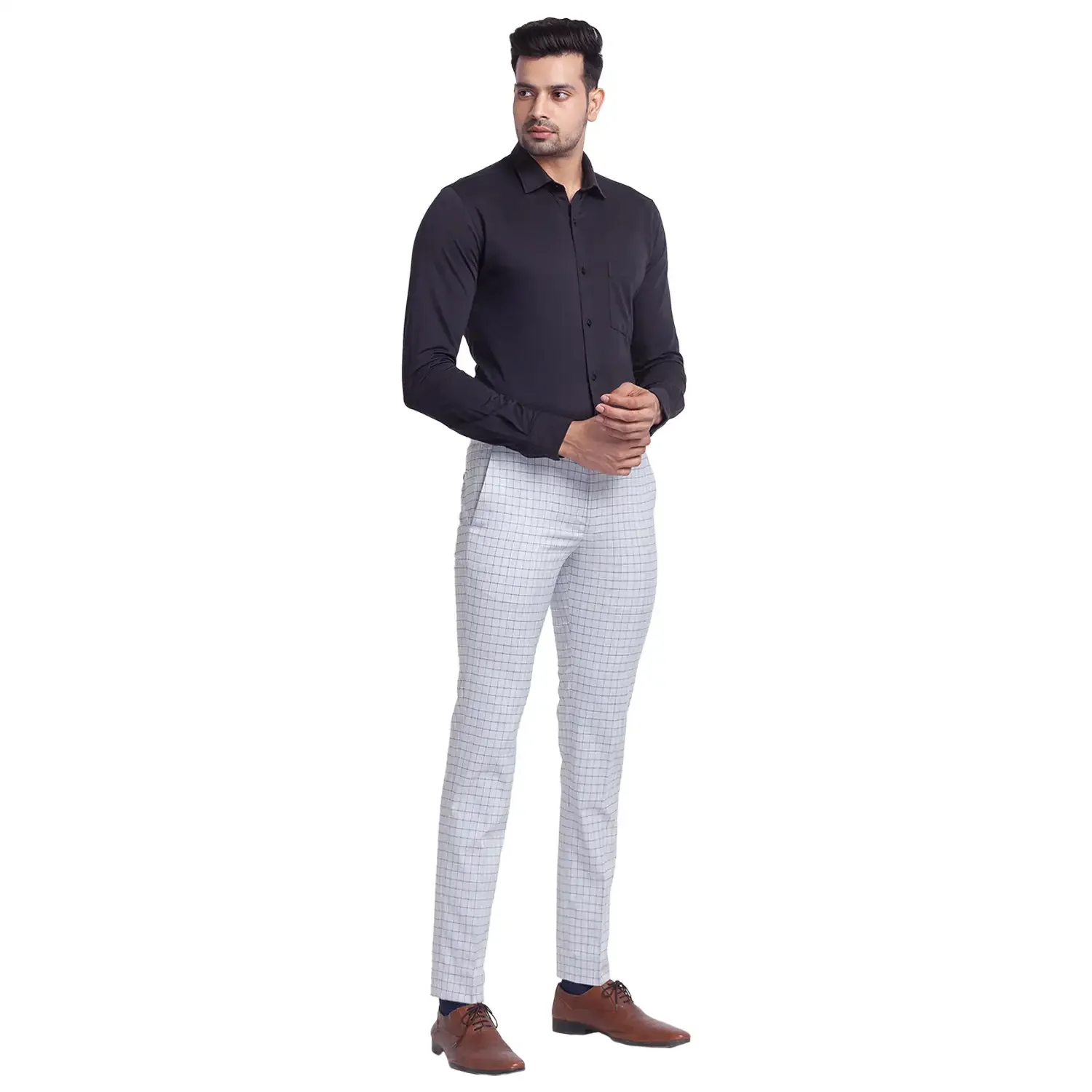 Men Black Slim Fit Solid Cotton Blend Shirts - Image 5