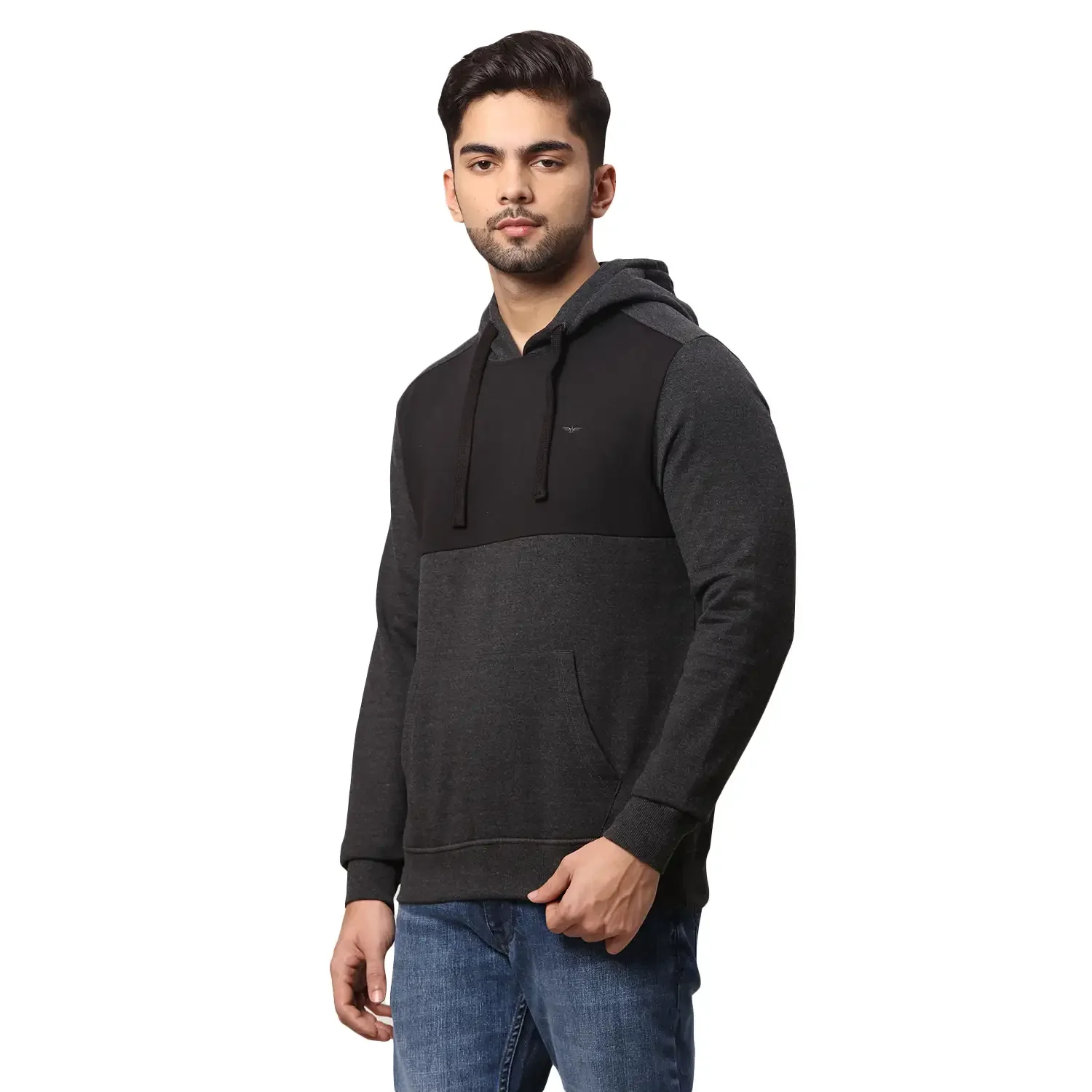 Men Black Slim Fit Solid Cotton Polyester Blend Round Collar Sweatshirts - Image 3