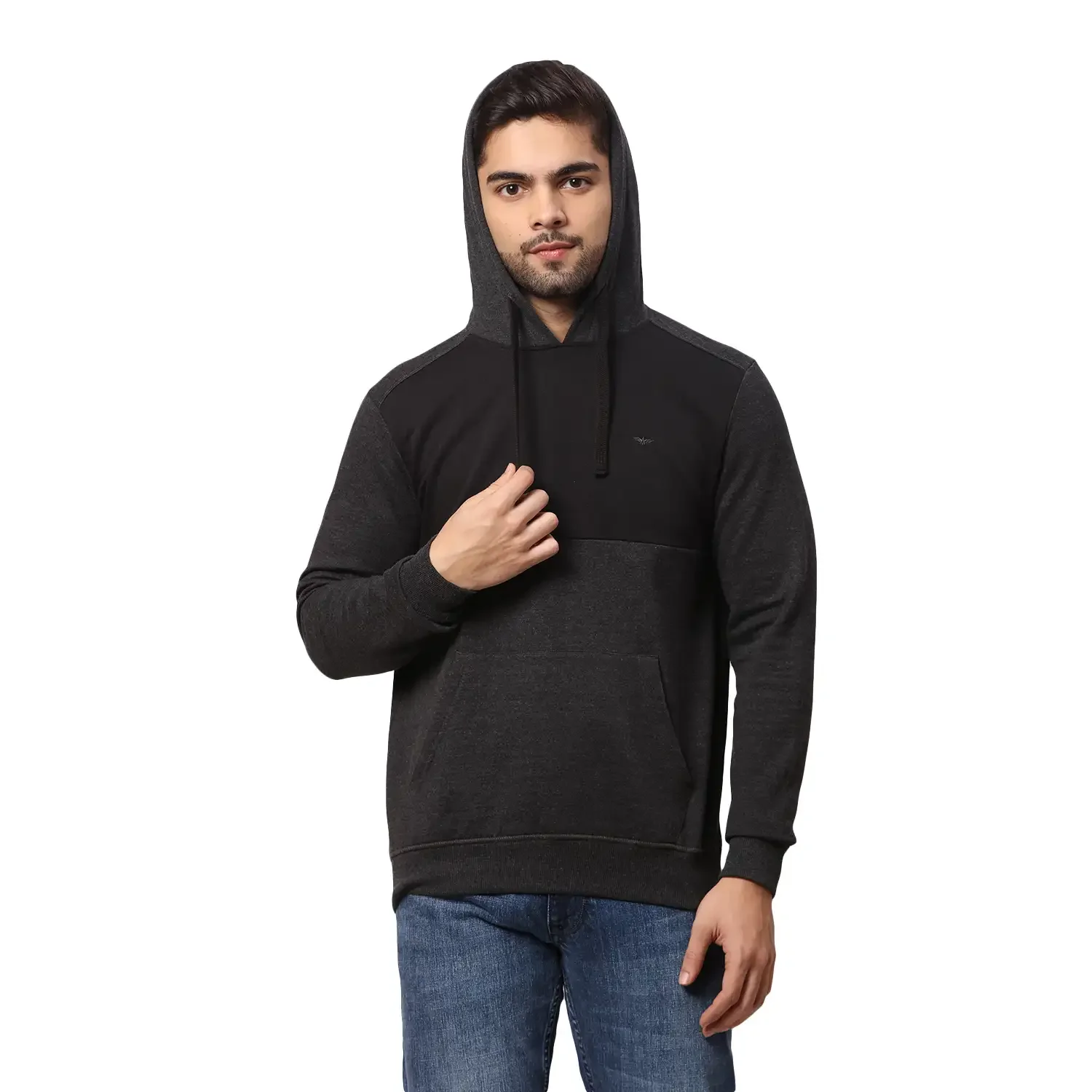 Men Black Slim Fit Solid Cotton Polyester Blend Round Collar Sweatshirts - Image 7
