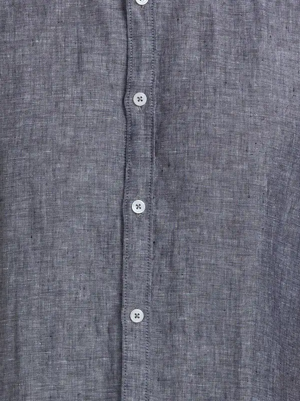 Men Black Slim Fit Solid Linen Full Sleeve Shirts - Image 7