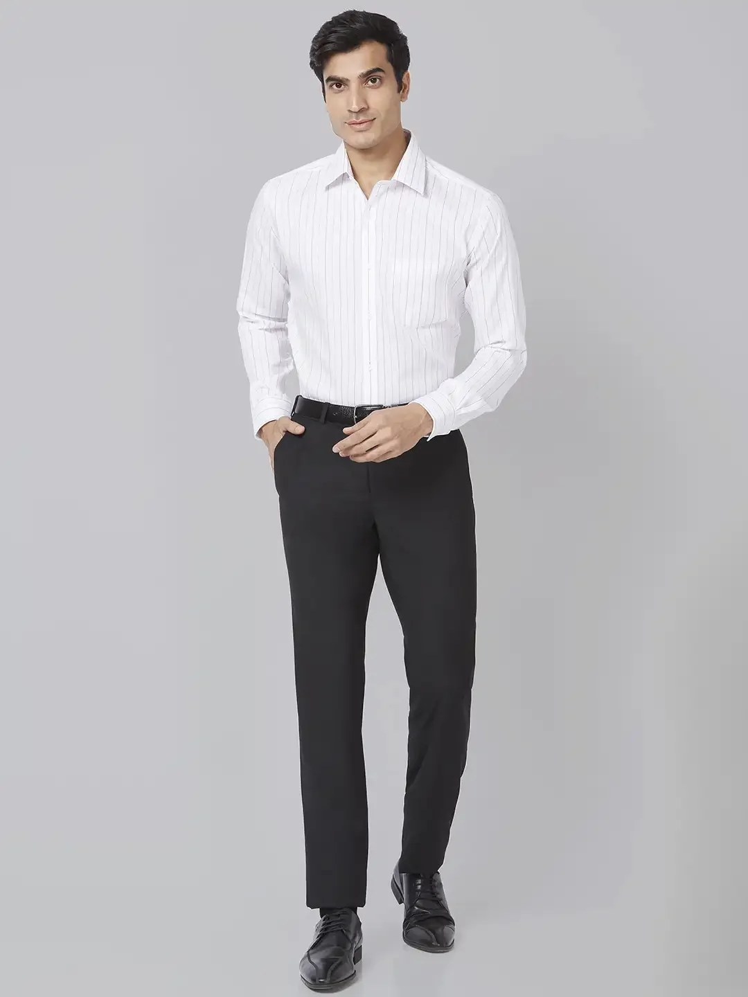 Men Black Slim Fit Solid Polyester Blend Trouser - Image 5