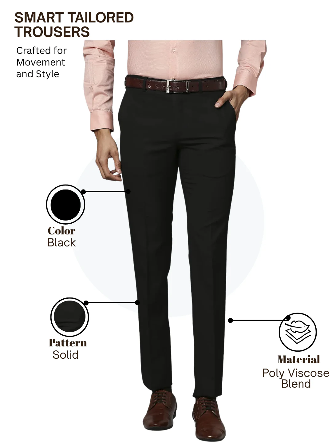 Raymond Men Black Slim Fit Solid Trouser - Image 4