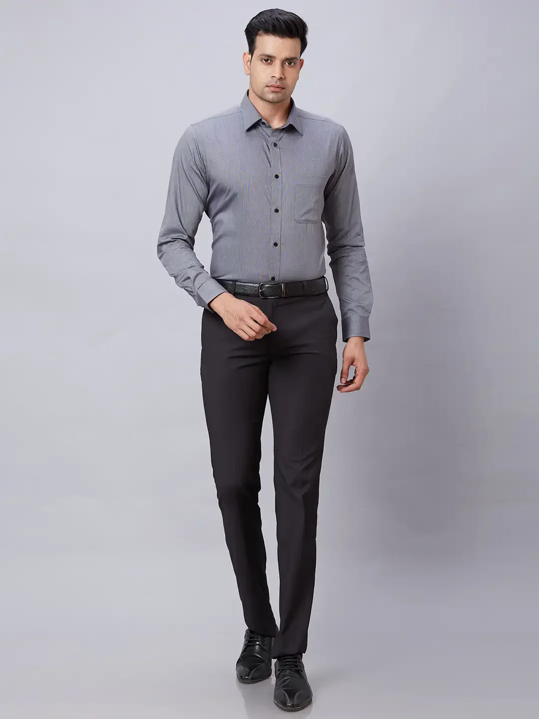 Men Black Slim Fit Structure Cotton Shirts - Image 6