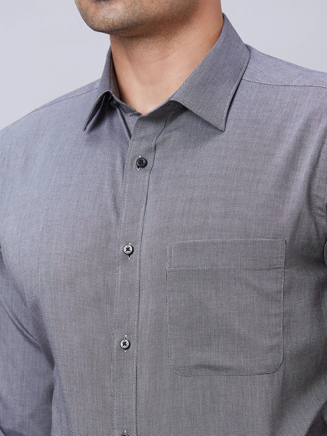 Men Black Slim Fit Structure Cotton Shirts - Image 7