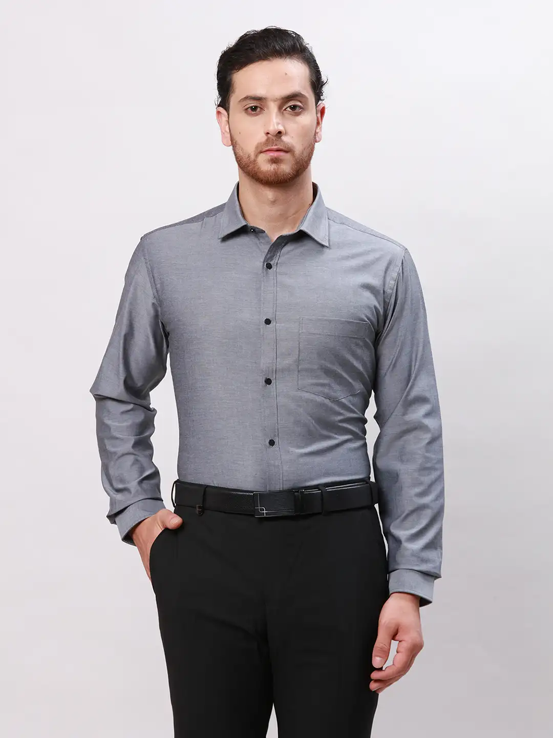 Park Avenue Men Black Slim Fit Twill Cotton Formal Shirt
