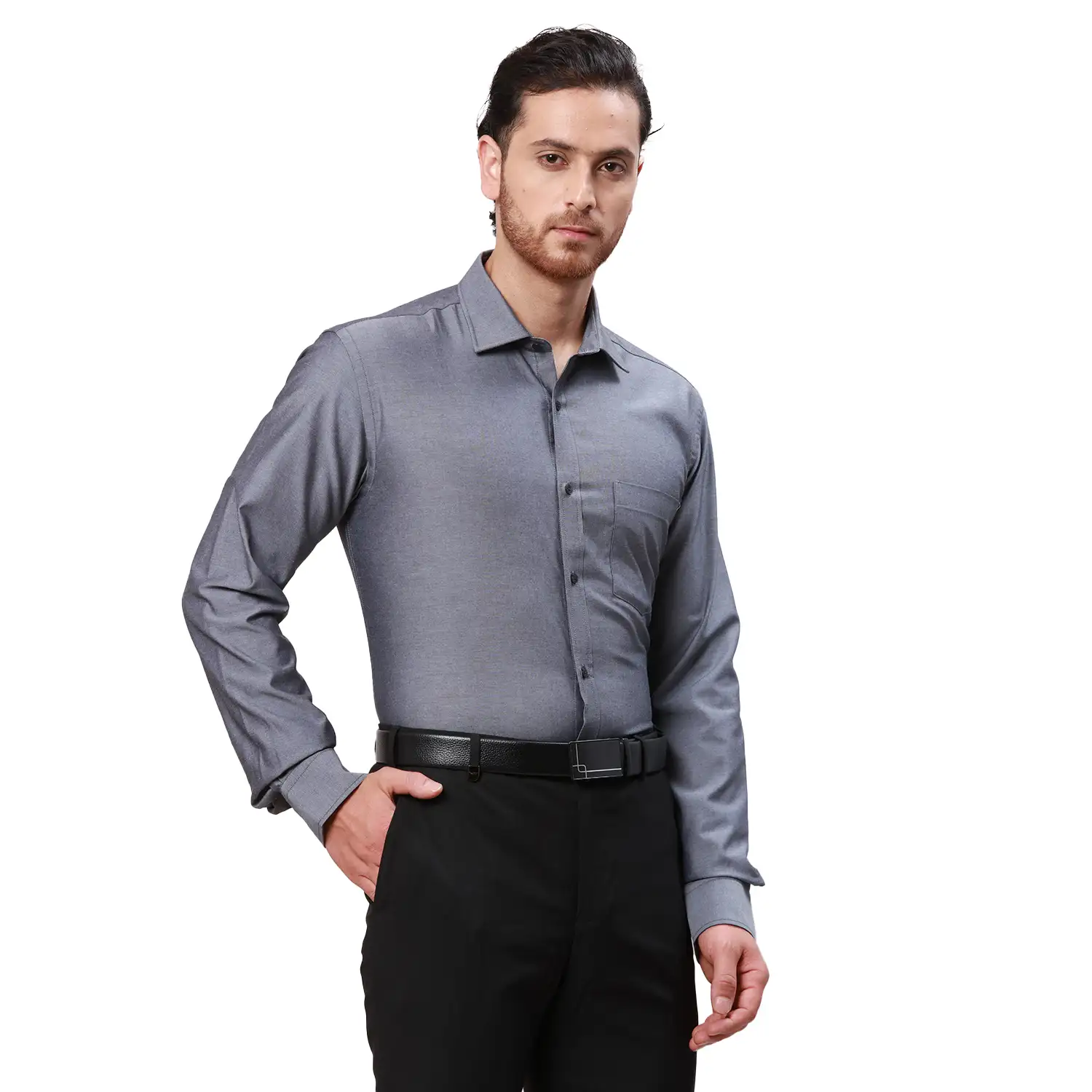 Park Avenue Men Black Slim Fit Twill Cotton Formal Shirt - Image 2