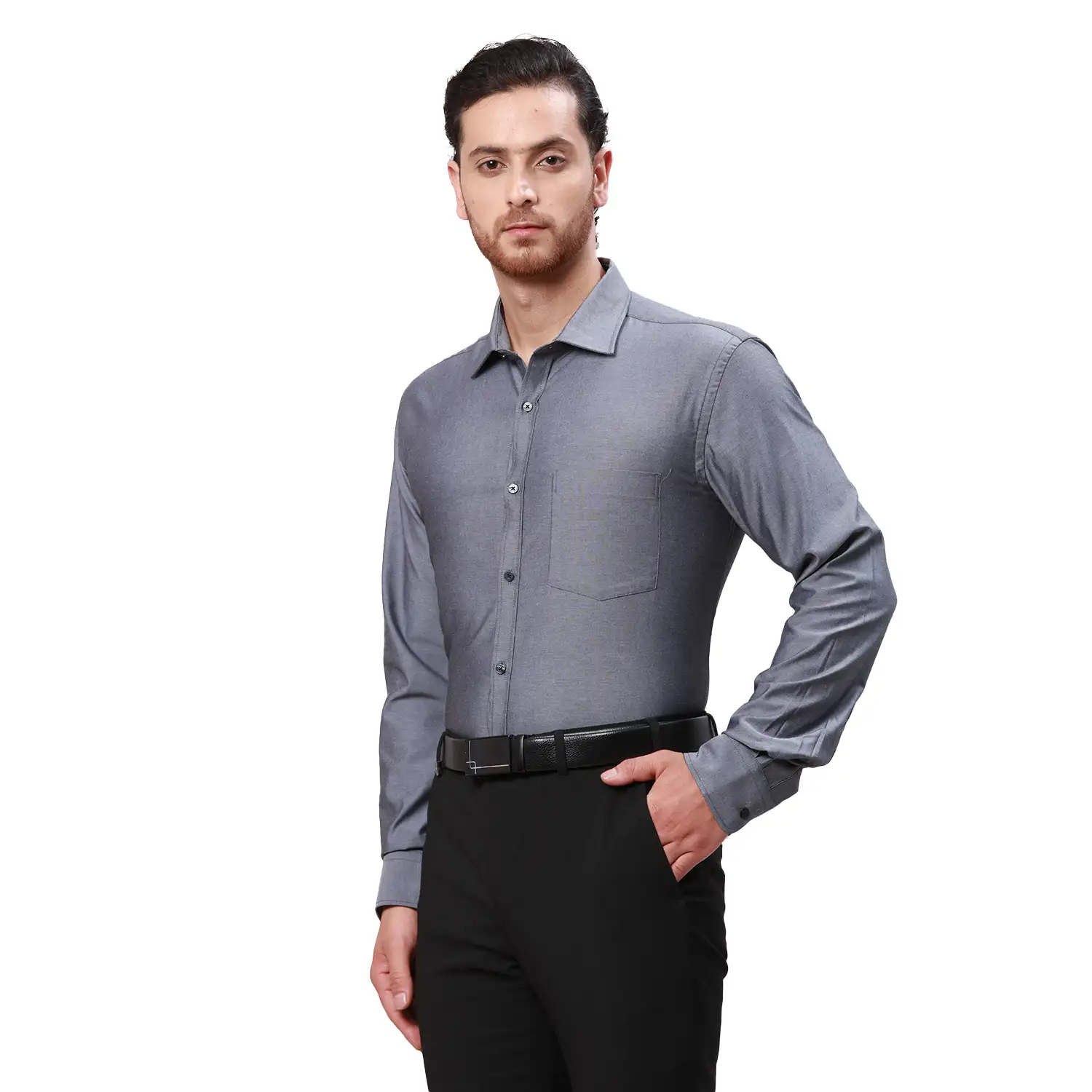 Park Avenue Men Black Slim Fit Twill Cotton Formal Shirt - Image 3