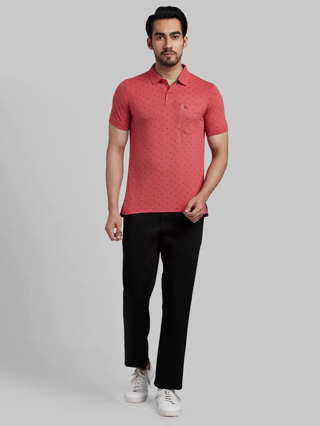 Men Black Slim Fit Yarn Dyed Cotton Blend Trouser - Image 5
