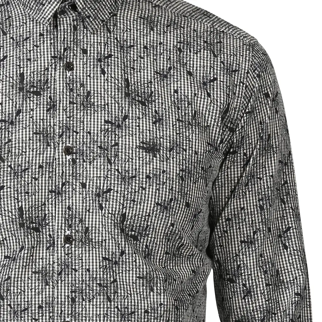 Men Black Slim Fit Yarn Dyed/Print Cotton Ainsley Collar Shirts - Image 6
