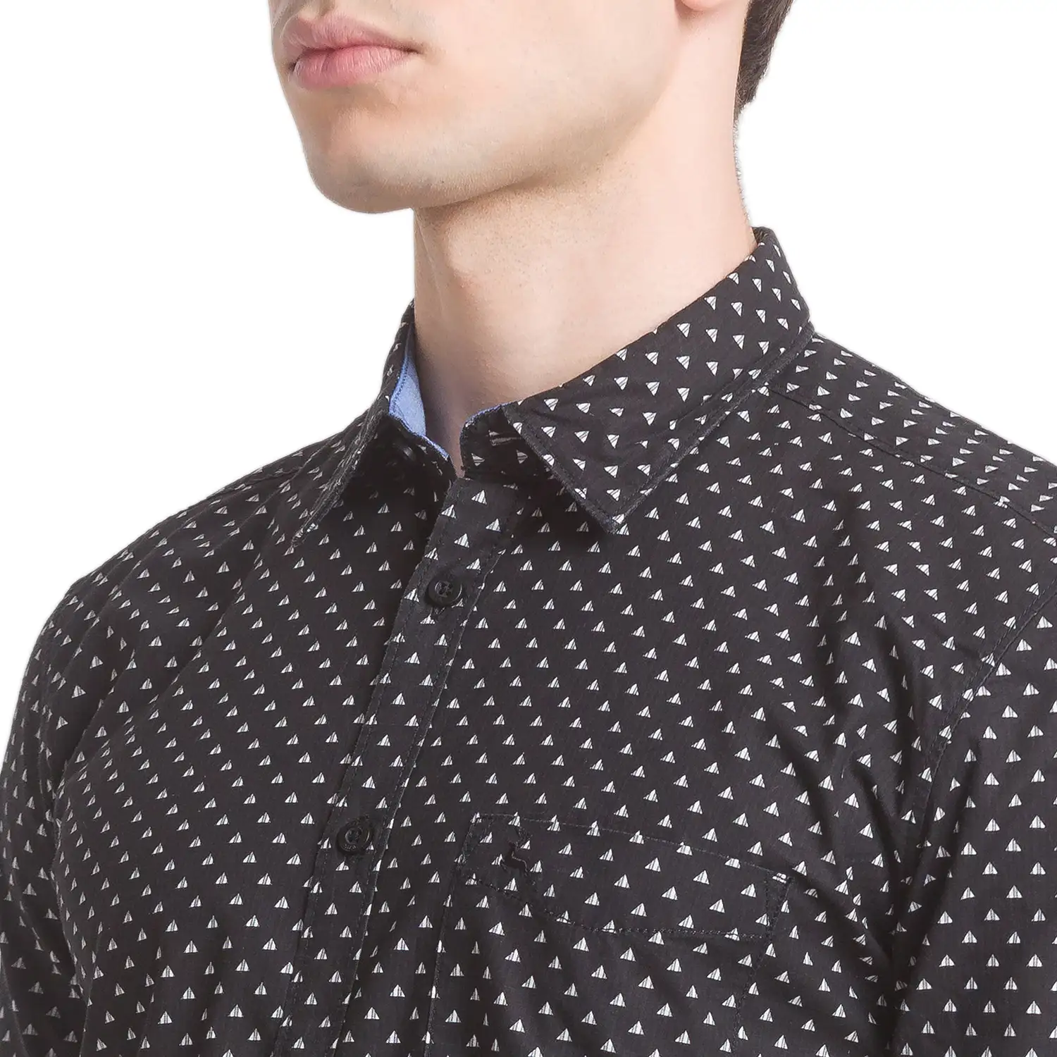 Men Black Slim Fit Yarn Dyed/Print Cotton Full Sleeve Shirts - Image 6