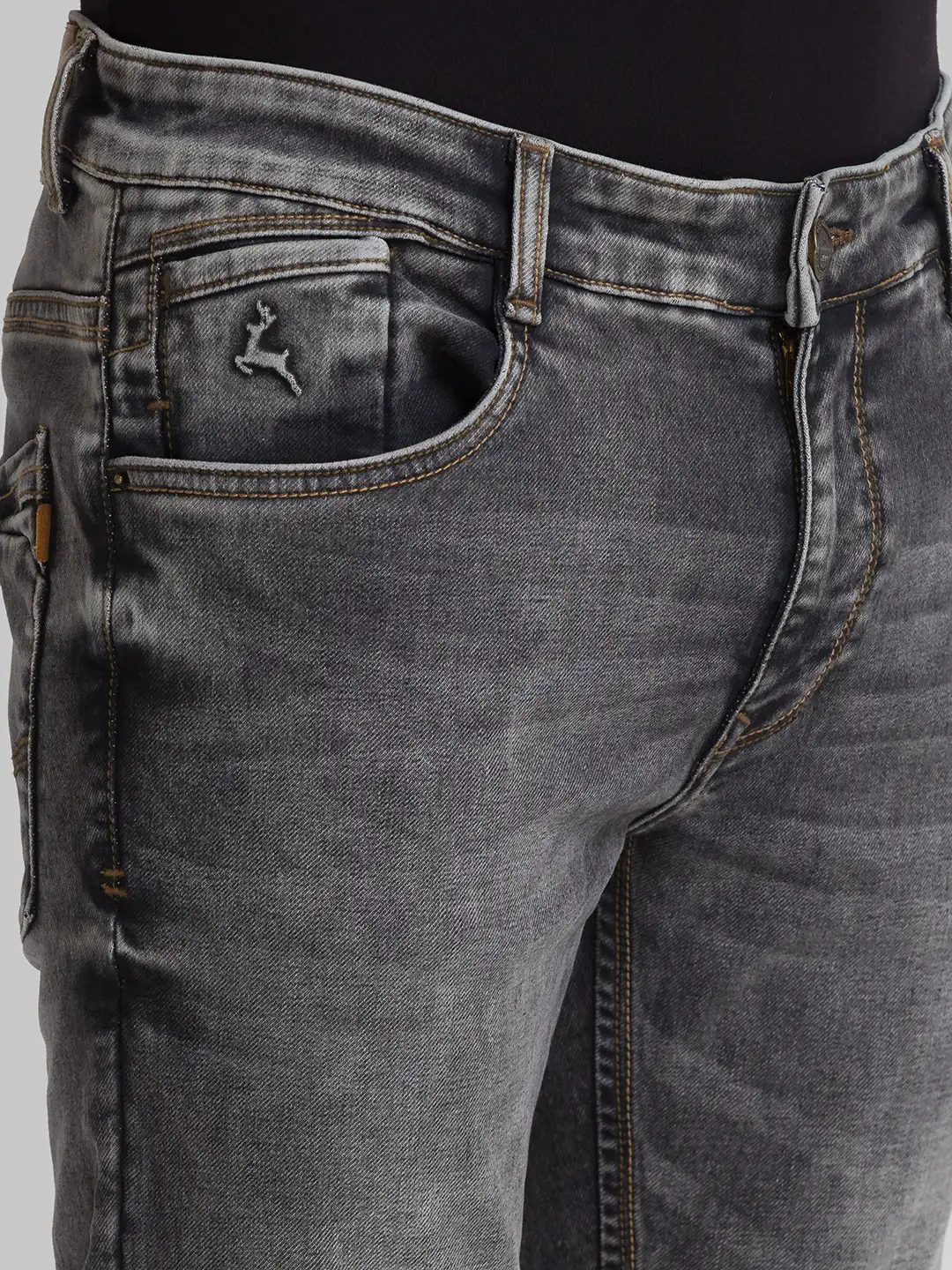 Men Black Slim Tapered Fit Plain Polyester Blend Jeans - Image 6