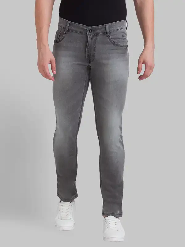 Men Black Slim Tapered Fit Twill Cotton Blend Jeans