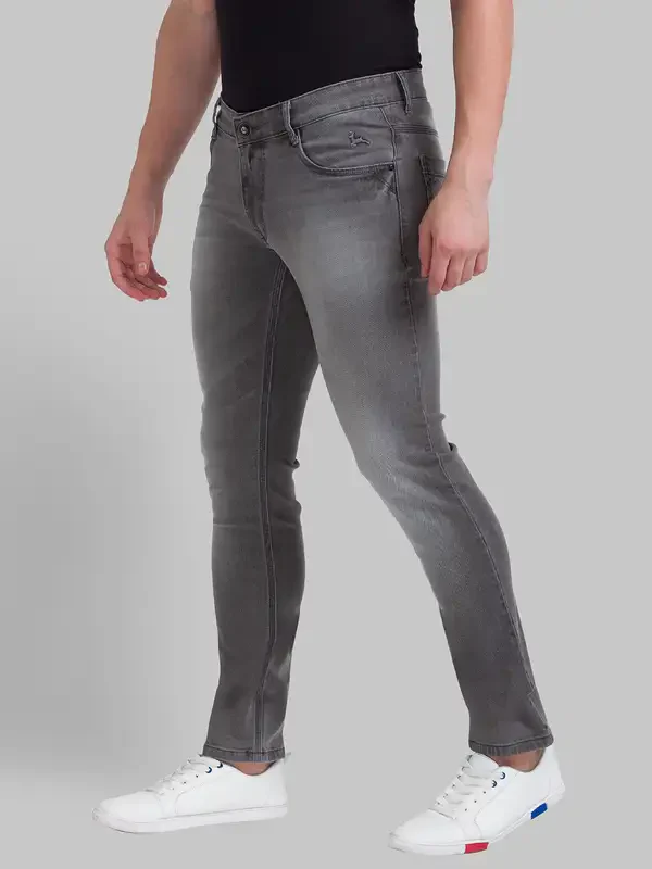 Men Black Slim Tapered Fit Twill Cotton Blend Jeans - Image 2
