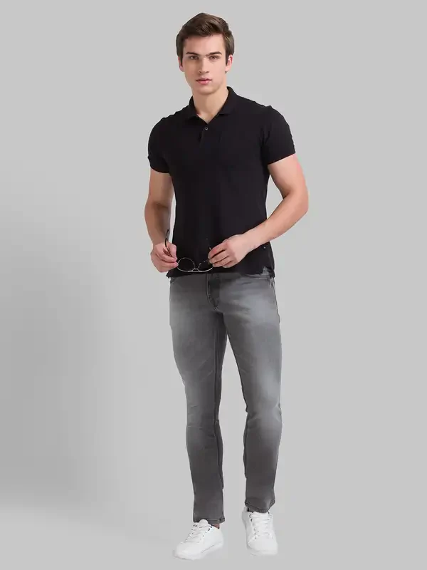 Men Black Slim Tapered Fit Twill Cotton Blend Jeans - Image 4