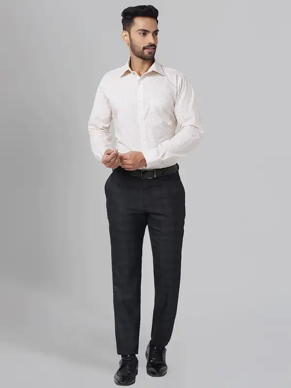 Men Black Smart Fit Checks Polyester Blend Trouser - Image 6