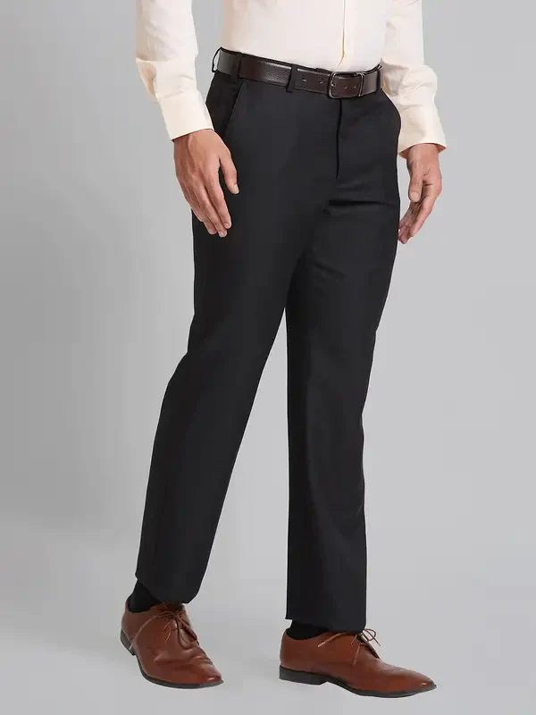 Park Avenue Men Black Smart Fit Checks Polyester Blend Trouser - Image 2