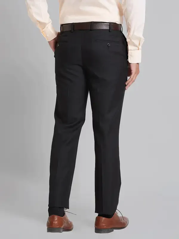 Park Avenue Men Black Smart Fit Checks Polyester Blend Trouser - Image 5