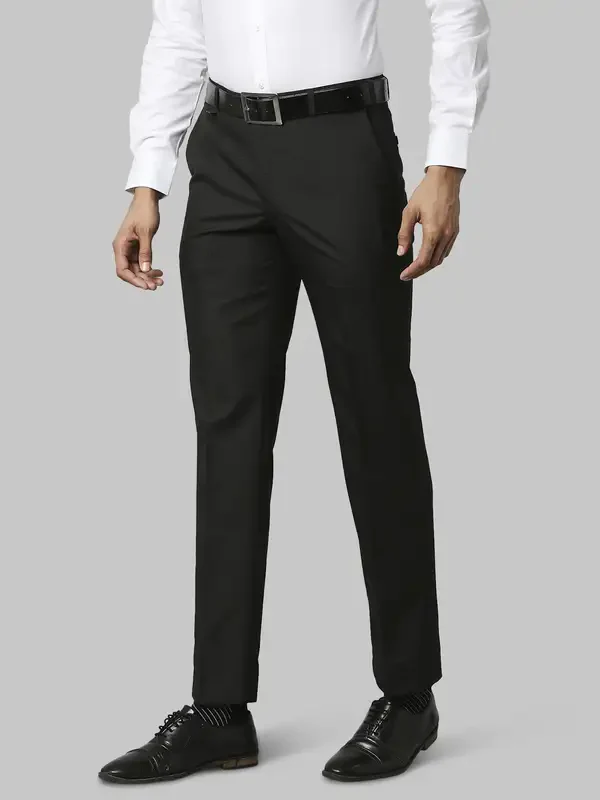 Men Black Smart Fit Checks Polyester Blend Trouser - Image 3
