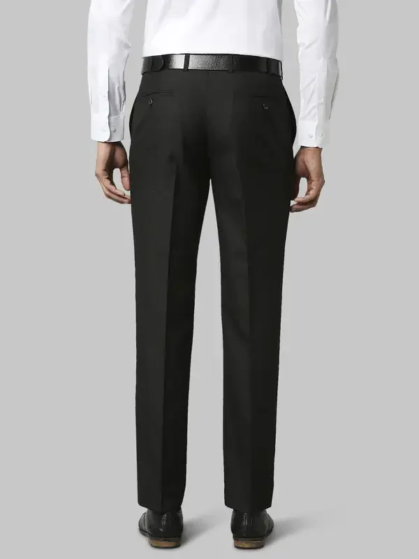 Men Black Smart Fit Checks Polyester Blend Trouser - Image 4