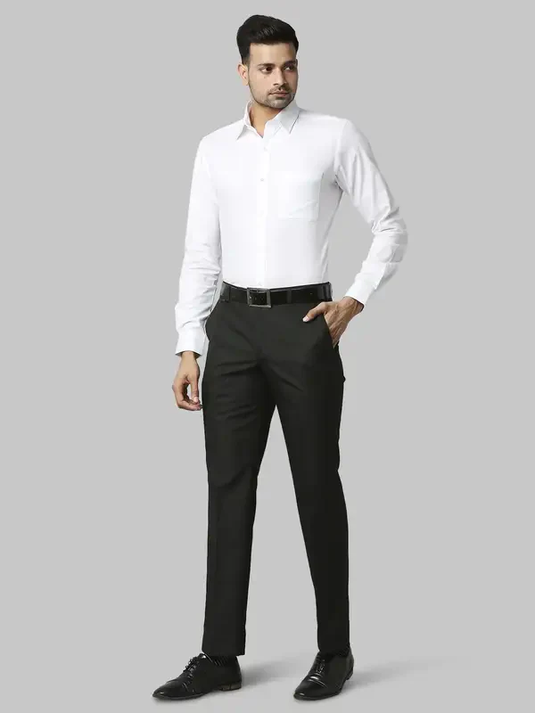 Men Black Smart Fit Checks Polyester Blend Trouser - Image 5