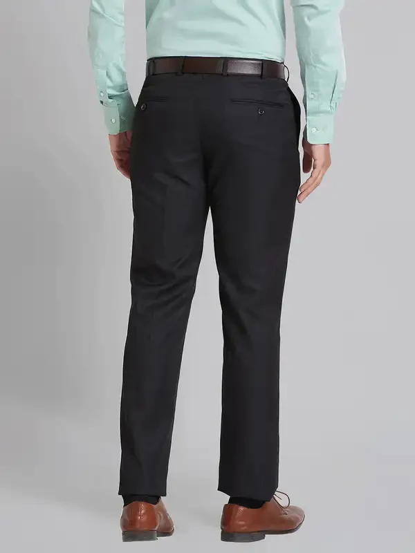 Men Black Smart Fit Checks Polyester Blend Trouser - Image 4