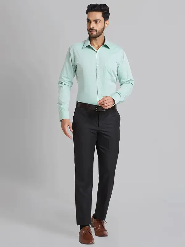 Men Black Smart Fit Checks Polyester Blend Trouser - Image 5