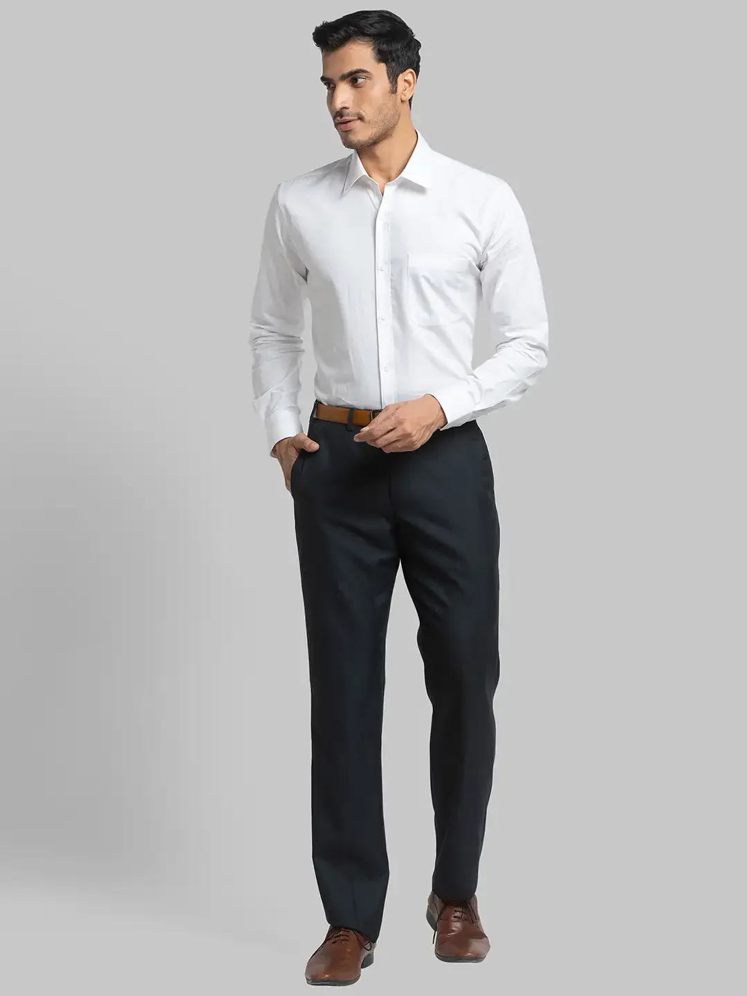 Men Black Smart Fit Checks Polyester Blend Trouser - Image 5