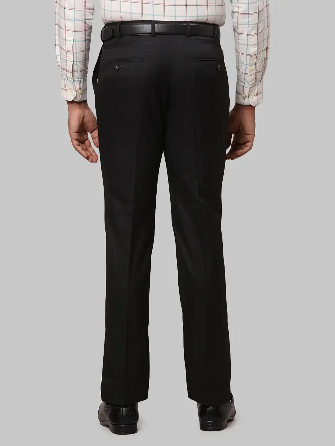 Men Black Smart Fit Checks Polyster Vicose Blend Trouser - Image 4
