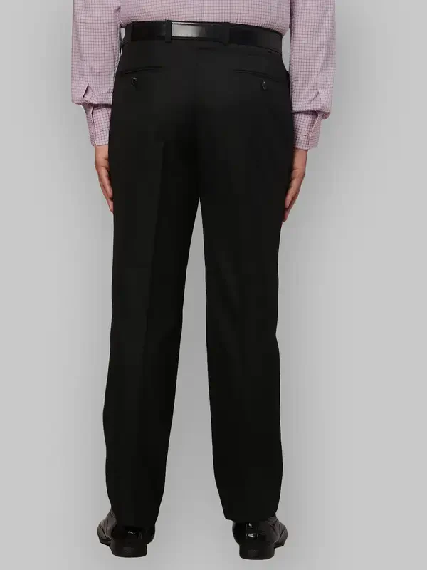 Men Black Smart Fit Solid Polyester Blend Trouser - Image 5