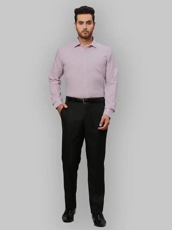 Men Black Smart Fit Solid Polyester Blend Trouser - Image 6