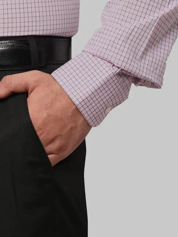 Men Black Smart Fit Solid Polyester Blend Trouser - Image 7