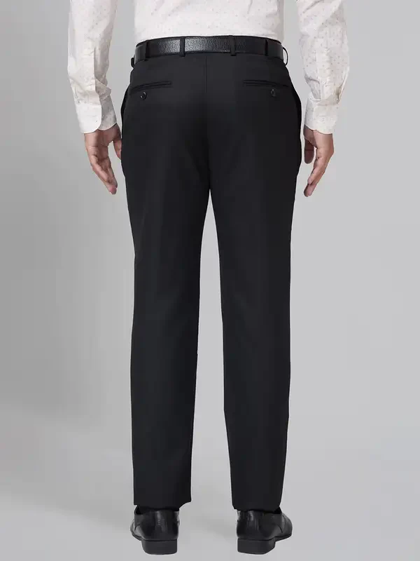 Park Avenue Men Black Smart Fit Structure Trouser - Image 4