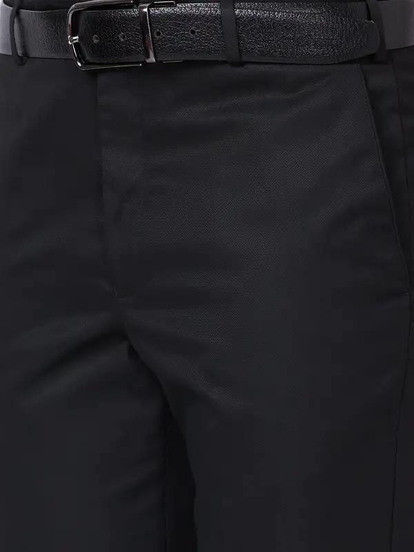 Park Avenue Men Black Smart Fit Structure Trouser - Image 6