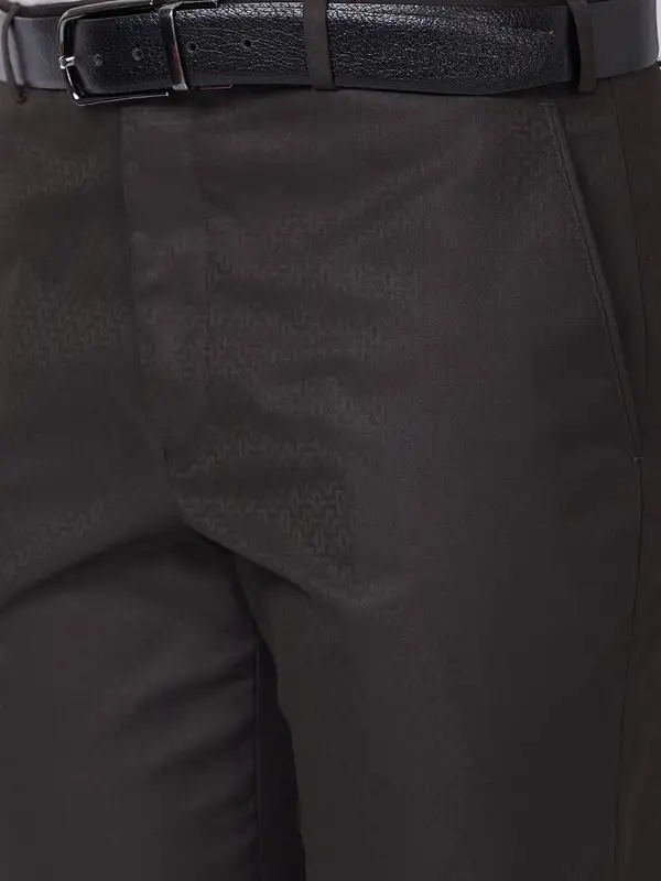 Men Black Smart Fit Structure Polyester Blend Trouser - Image 6