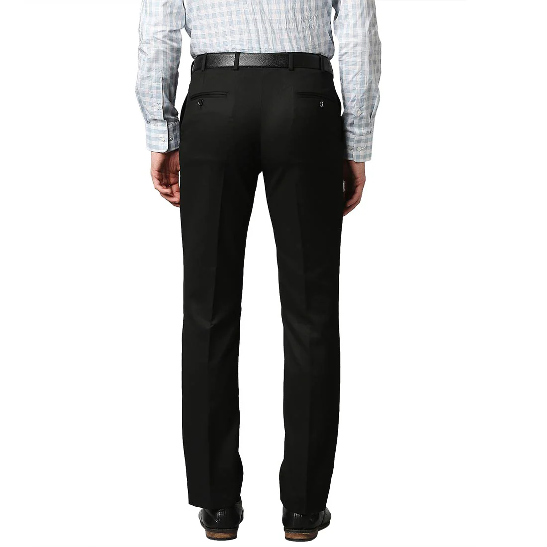Men Black Smart Fit Twill Polyester Blend Trouser - Image 4