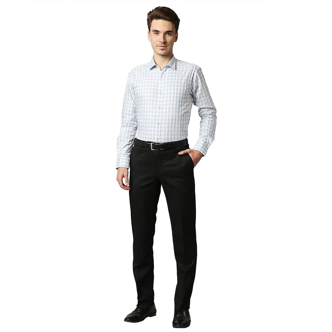 Men Black Smart Fit Twill Polyester Blend Trouser - Image 5