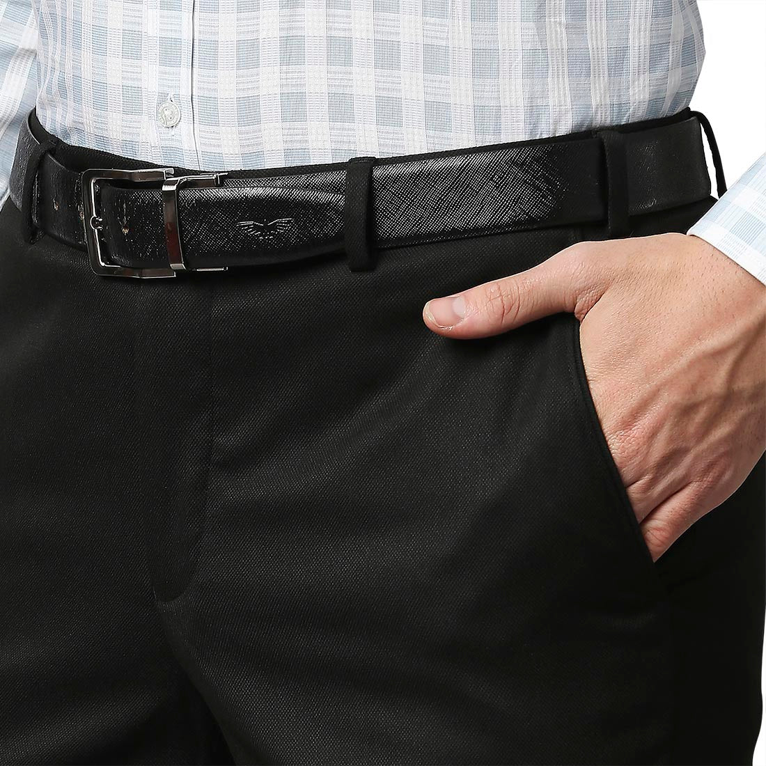 Men Black Smart Fit Twill Polyester Blend Trouser - Image 6