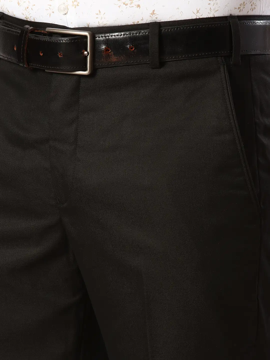 Men Black Smart Fit Twill Polyster Vicose Blend Trouser - Image 6