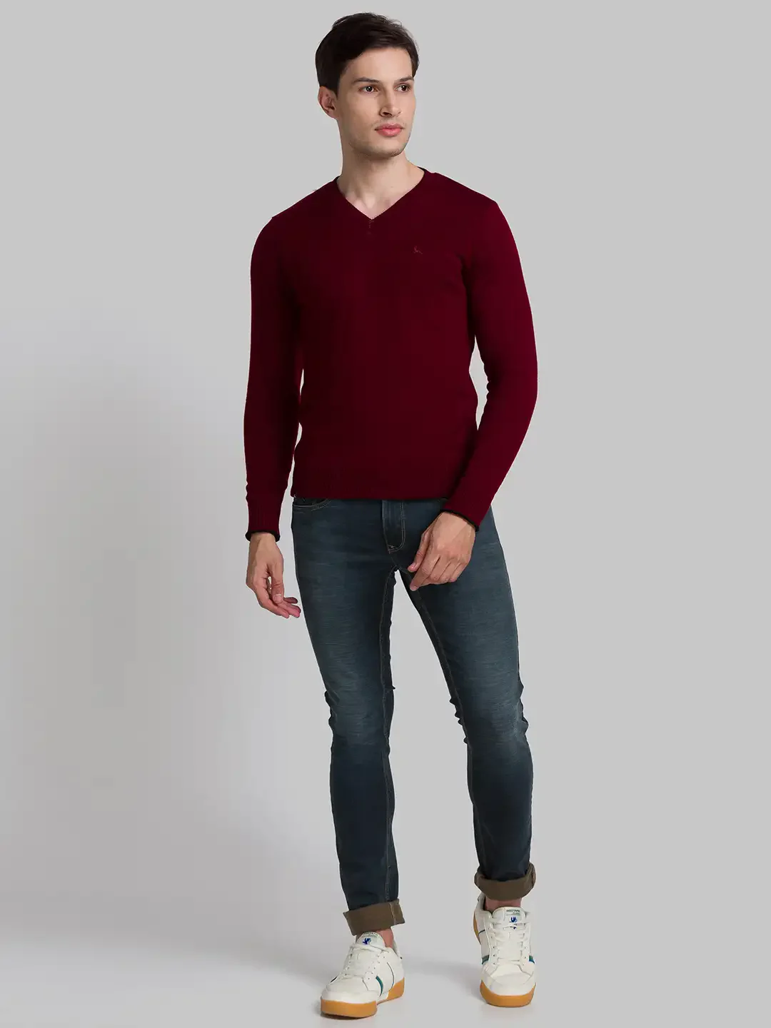 Men Black Solid Acrylic Full Sleeve Sweaters - Image 8