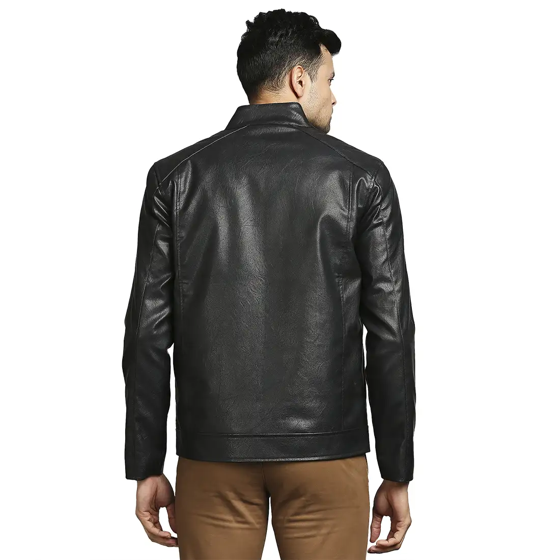 Men Black Solid Poly Urathane Full Sleeve Jackets - Image 4