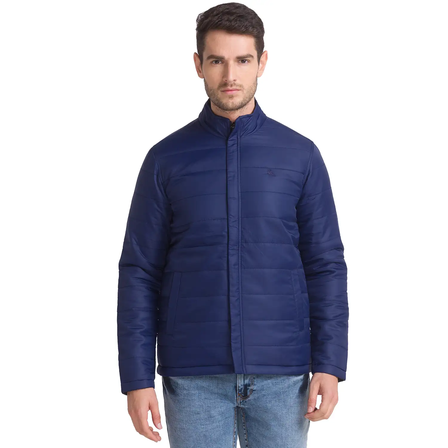 Men Black Solid Polyester Full Sleeve Jackets