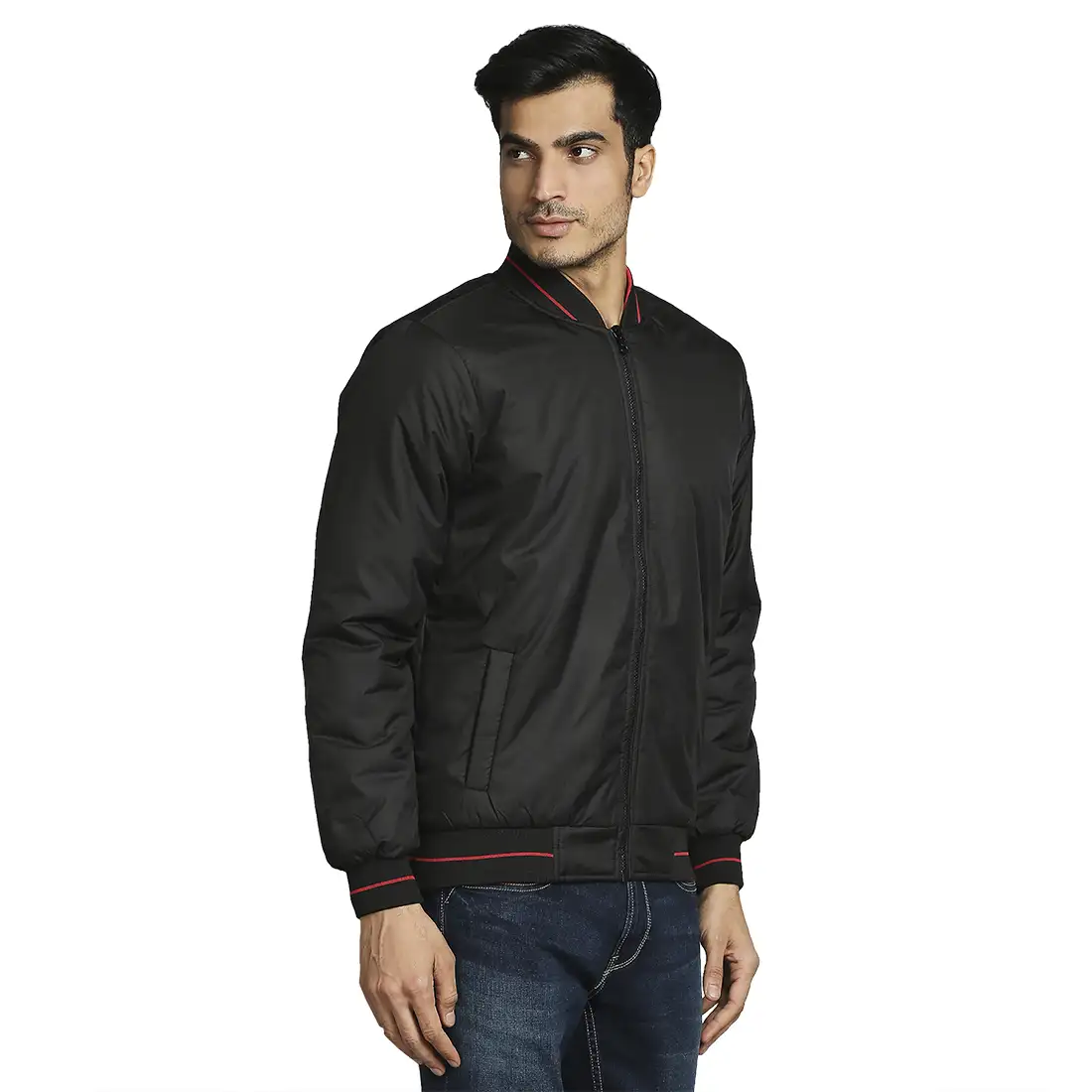 Men Black Solid Polyester Full Sleeve Jackets - Image 2