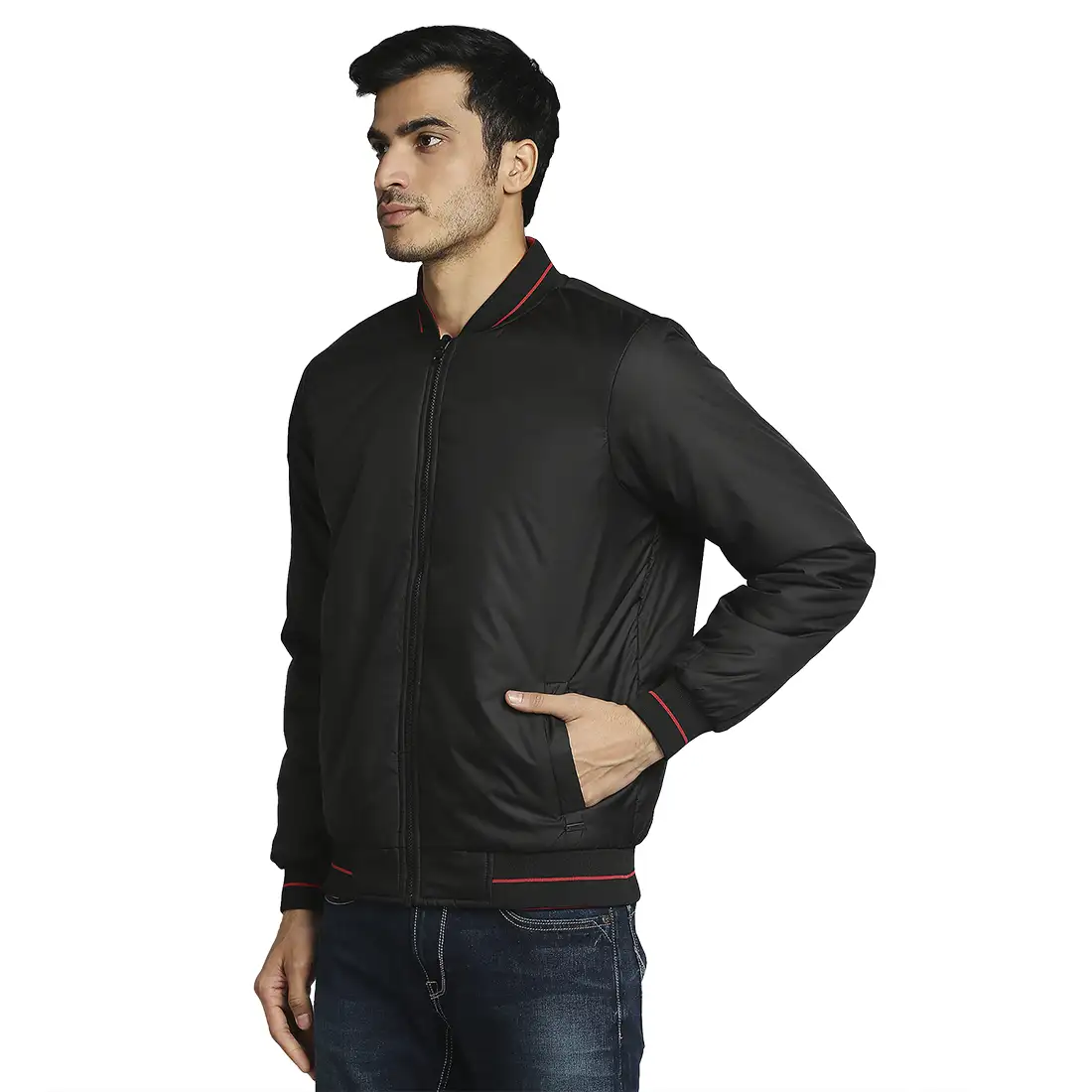 Men Black Solid Polyester Full Sleeve Jackets - Image 3