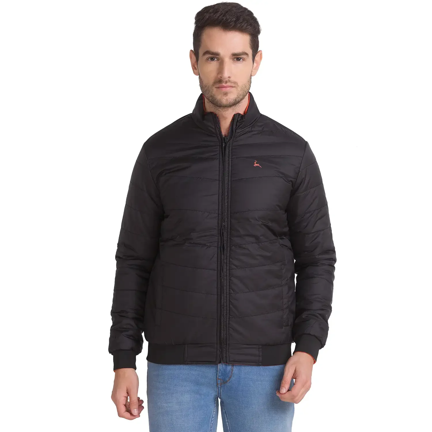 Men Black Solid Polyester Full Sleeve Jackets