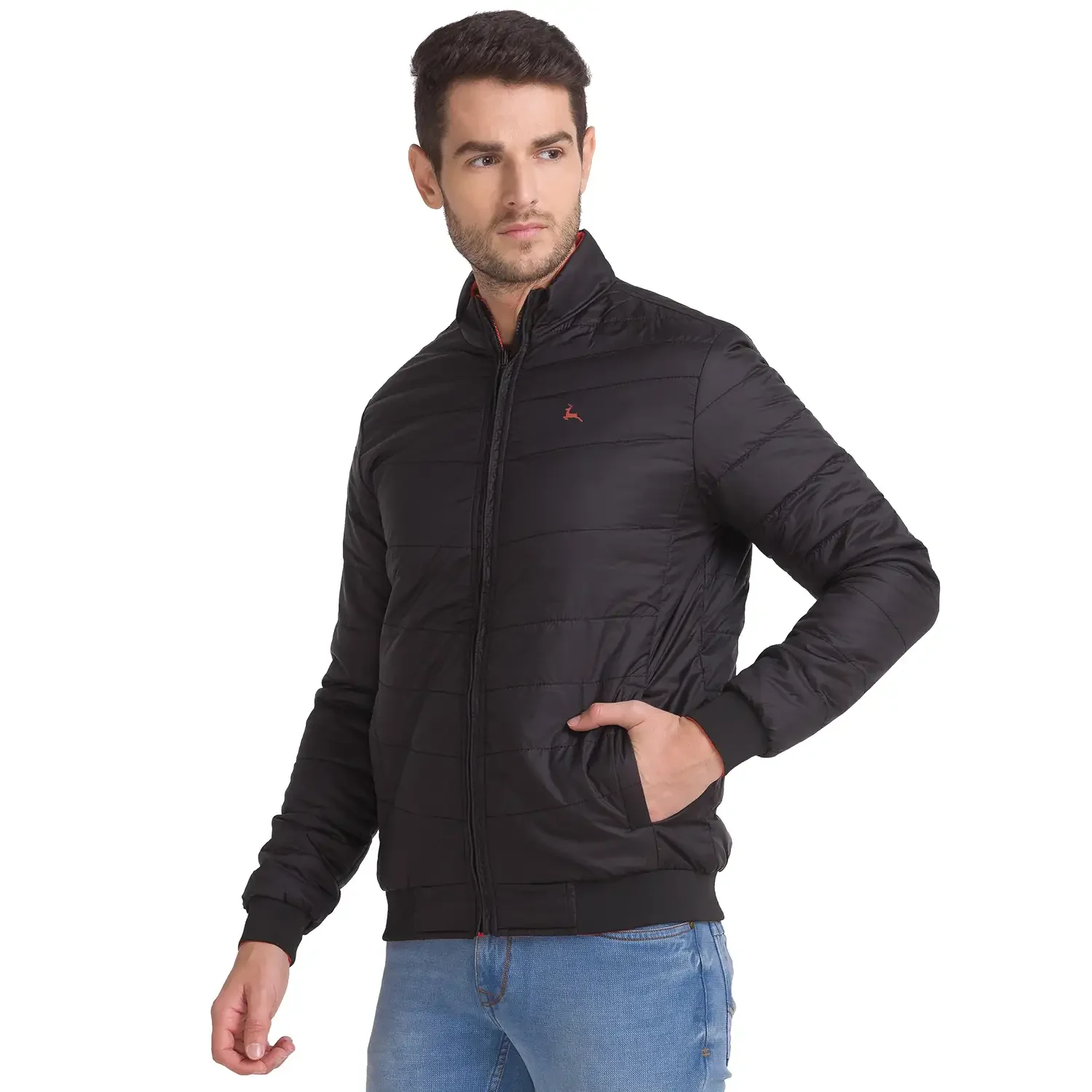 Men Black Solid Polyester Full Sleeve Jackets - Image 3
