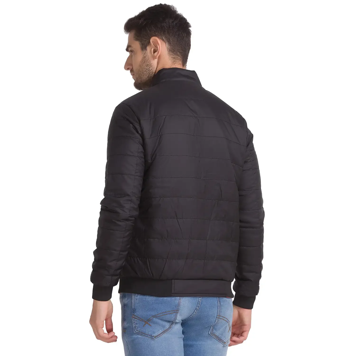 Men Black Solid Polyester Full Sleeve Jackets - Image 4