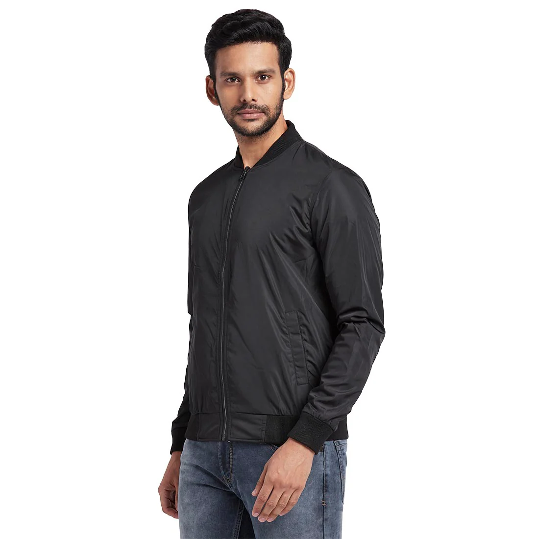 Men Black Solid Polyester Full Sleeve Jackets - Image 5