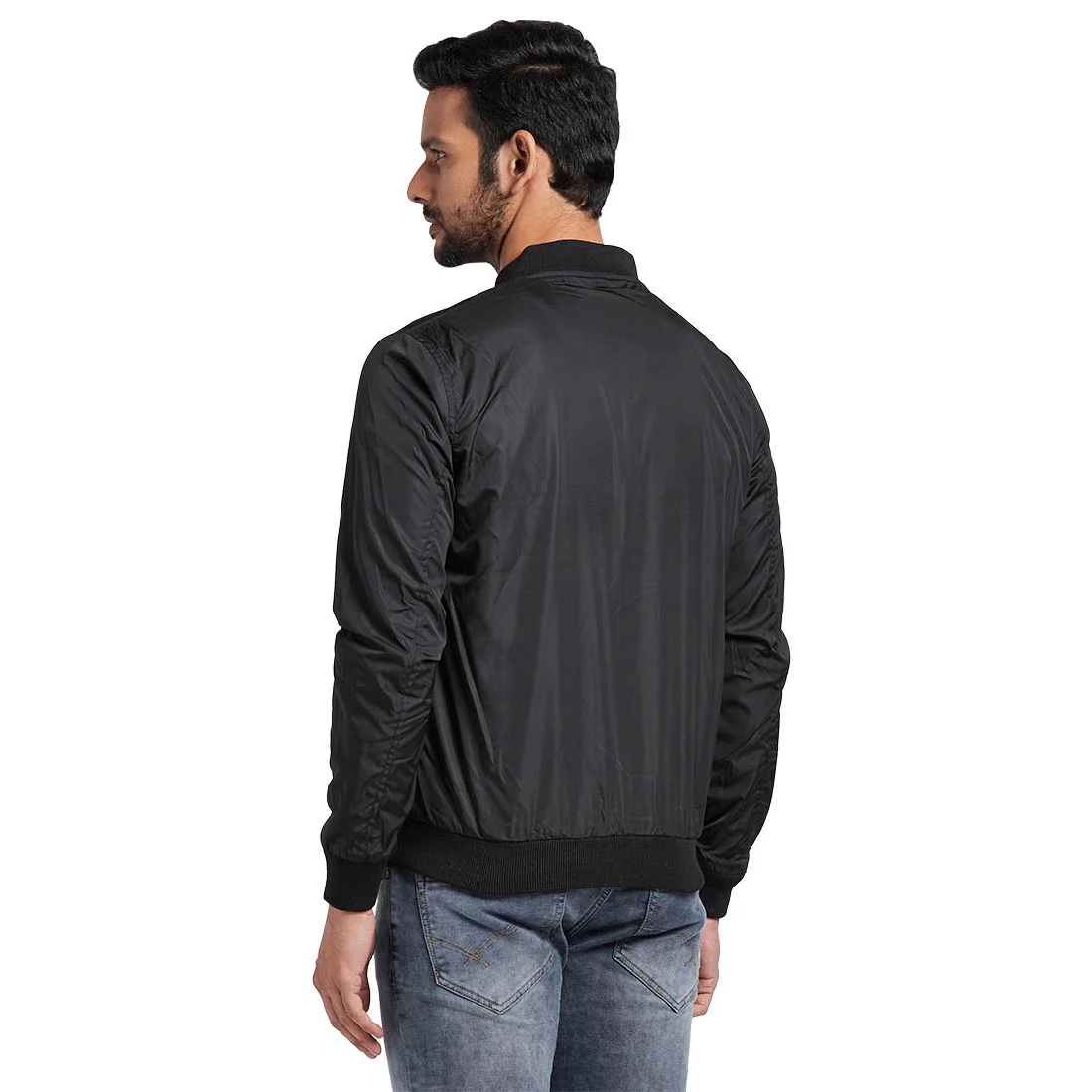 Men Black Solid Polyester Full Sleeve Jackets - Image 6