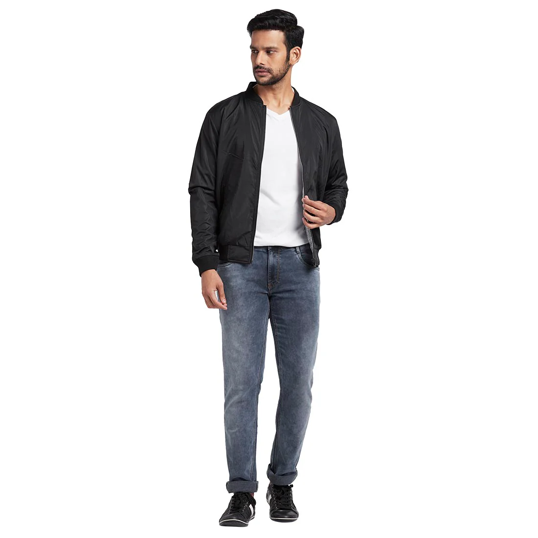Men Black Solid Polyester Full Sleeve Jackets - Image 7