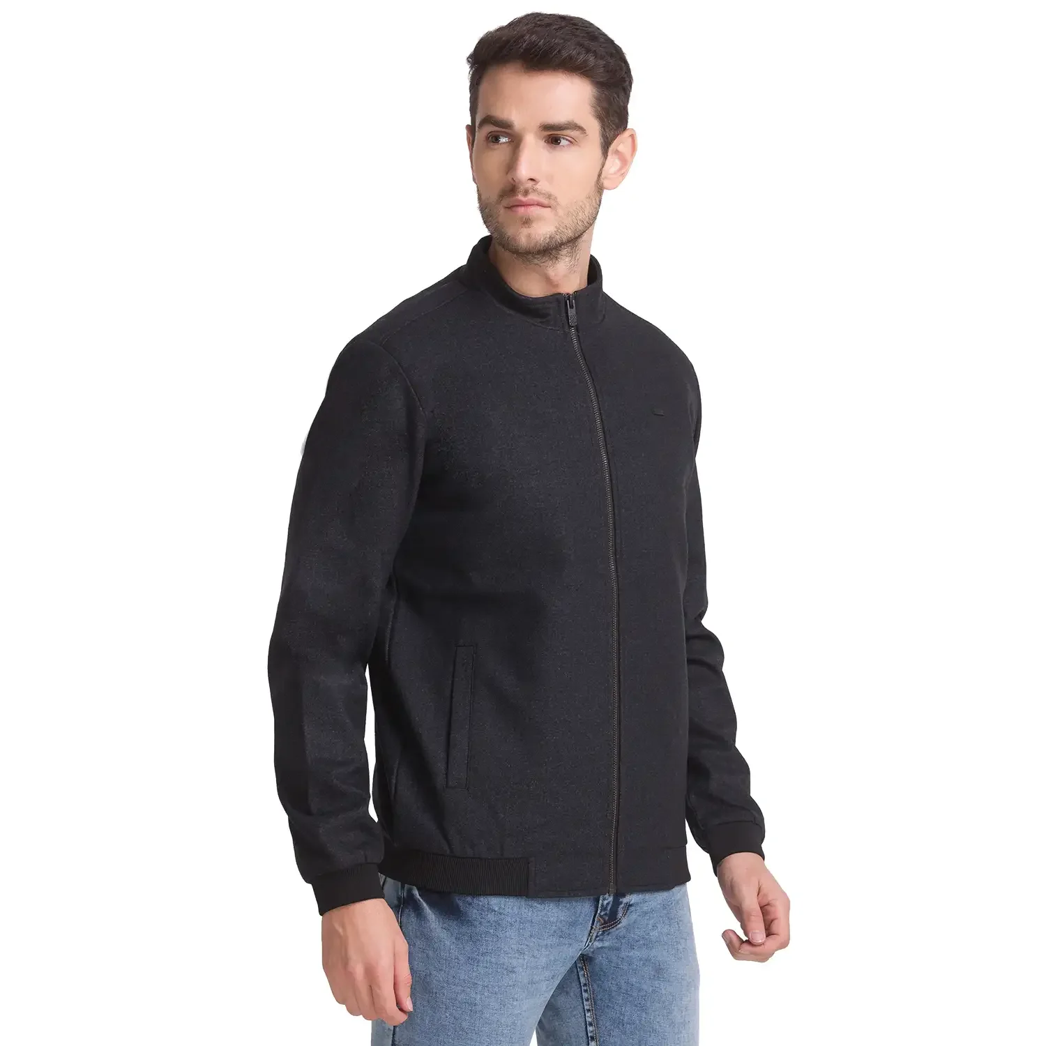 Men Black Solid Polyester Full Sleeve Jackets - Image 2